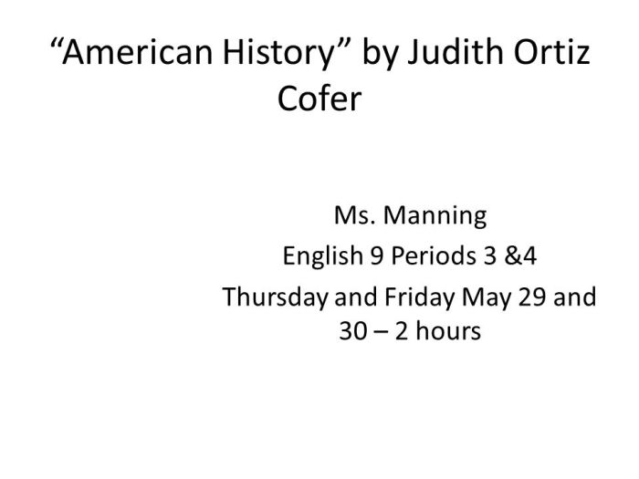 American history summary judith ortiz cofer