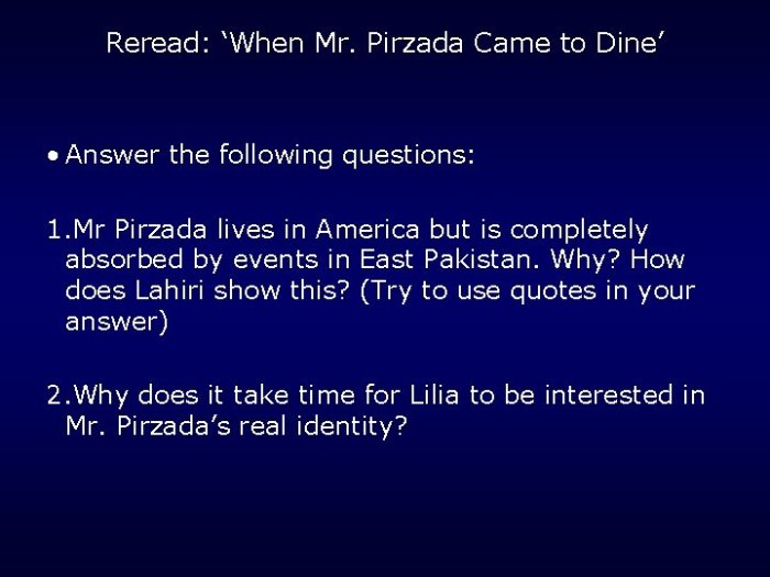 When mr pirzada came to dine