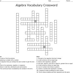 Algebra vocabulary crossword puzzle answer key