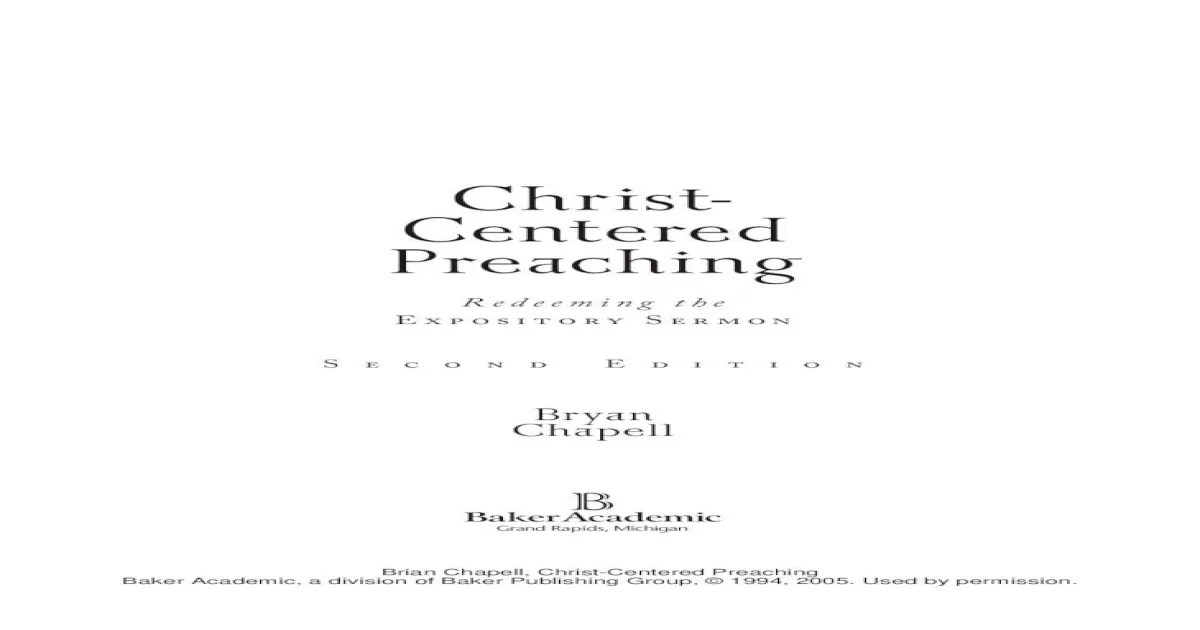 Christ centered preaching redeeming the expository sermon