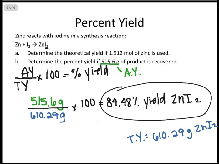 Limiting reactant percent yield worksheet